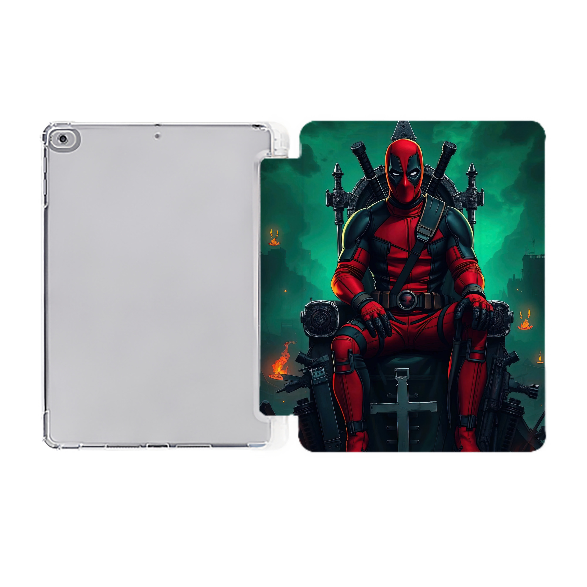 （画像用） Deadpool デッドプール IPad ケース ペン収納付き 三つ折りスタンド PUレザー×シリコン 対応機種9.5/10.5/10.9インチ